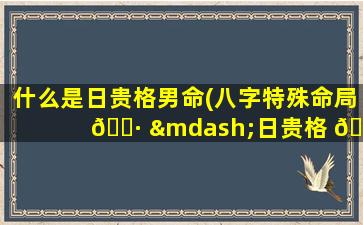 什么是日贵格男命(八字特殊命局 🕷 —日贵格 💮 )